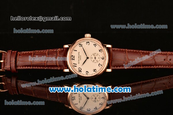 Patek Philippe Calatrava 2813 Automatic Rose Gold Case with Beige Dial and Arabic Numeral Markers - Click Image to Close